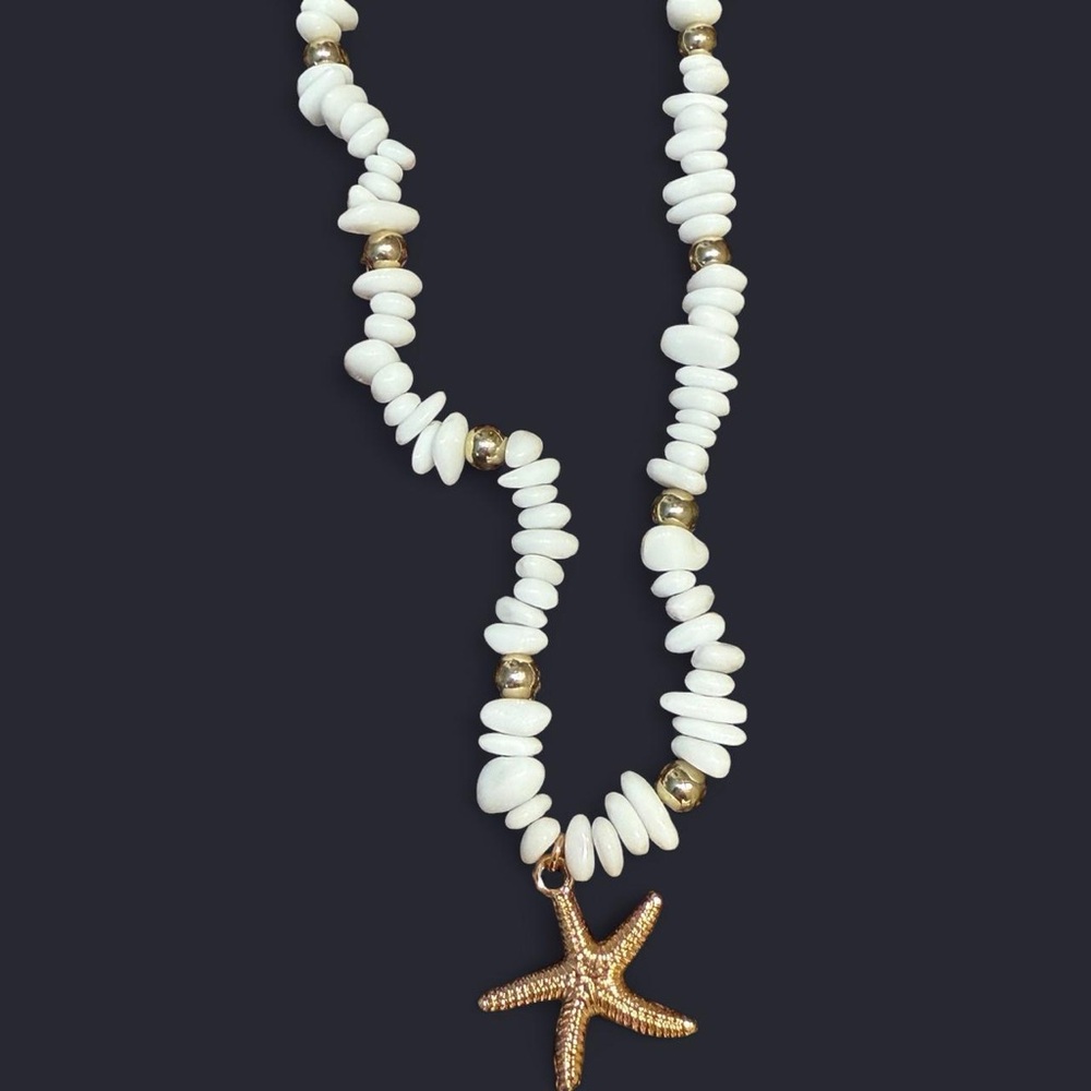 Gold and White Starfish Necklace